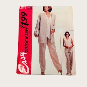 Vintage 1990s McCalls Sewing Pattern 6972 Misses Jacket Vest Pants Size 10-16